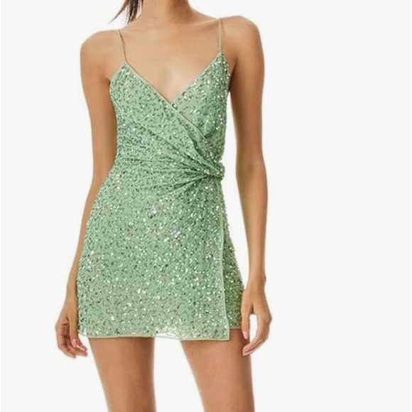 Alice and Olivia Womens Celestine Sequined Mini Wrap Dress - Picture 3 of 3